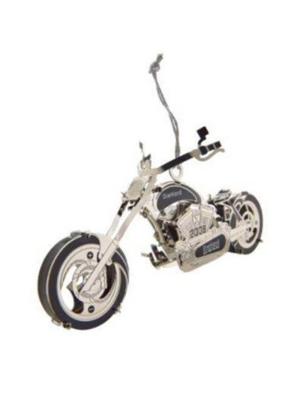 Christmas Tree Ornament Motorcycle Die Hard Chopper Brass Etched Silk Screened